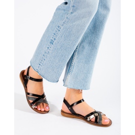 Schwarze Damen-Ledersandalen von W. Potocki 1