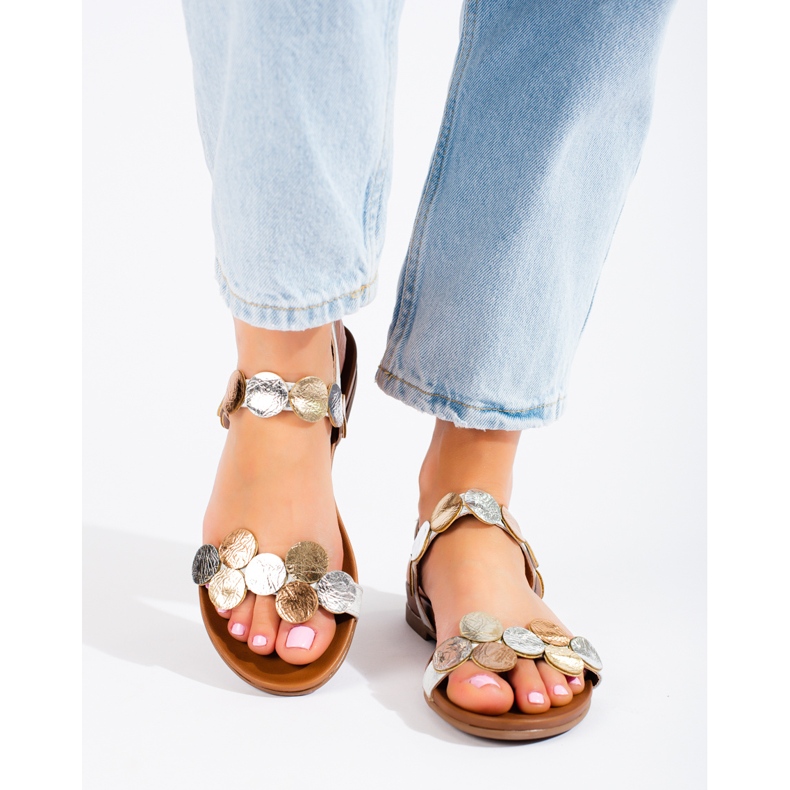 Flache Damensandalen von Shelovet in Silber 2