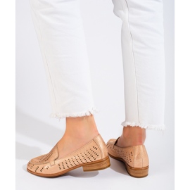 SHELOVET Goldfarbene durchbrochene Damenschuhe Potocki beige 2