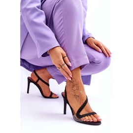 Damen Slip -in hohen Sandalen glänzend schwarz 6