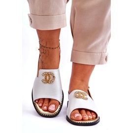 Damensandalen mit Verzierung S.Barski KV-2775-49 Silber 4