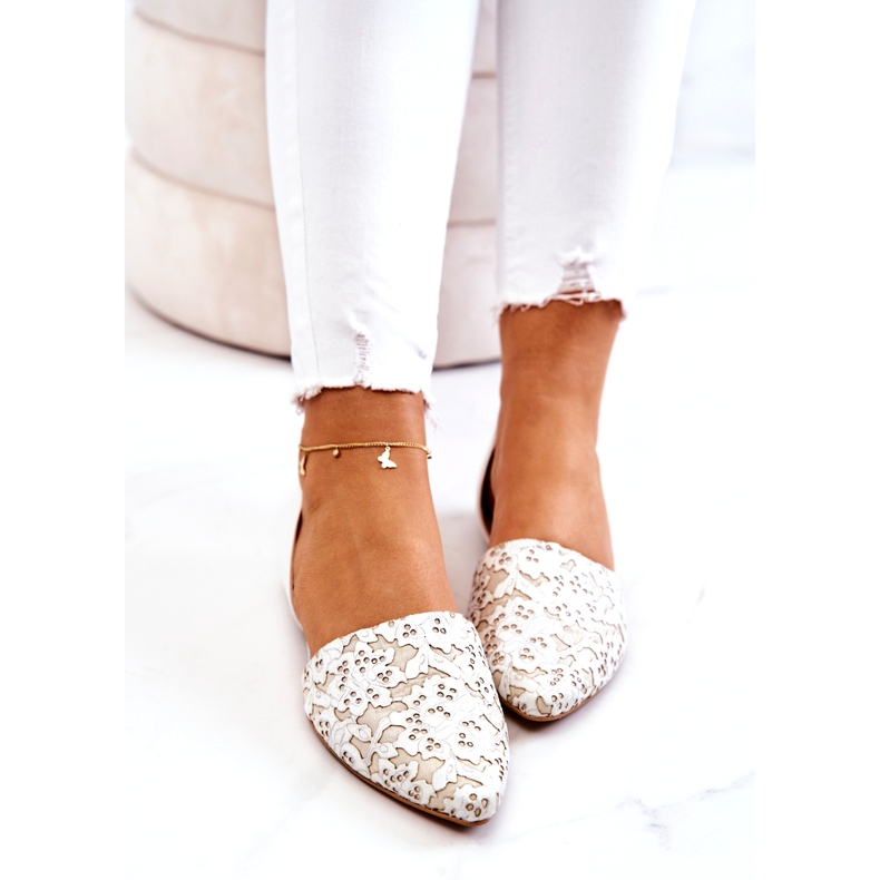 Elegante Ballerinas aus Leder Laura Messi 1110 Beige 4