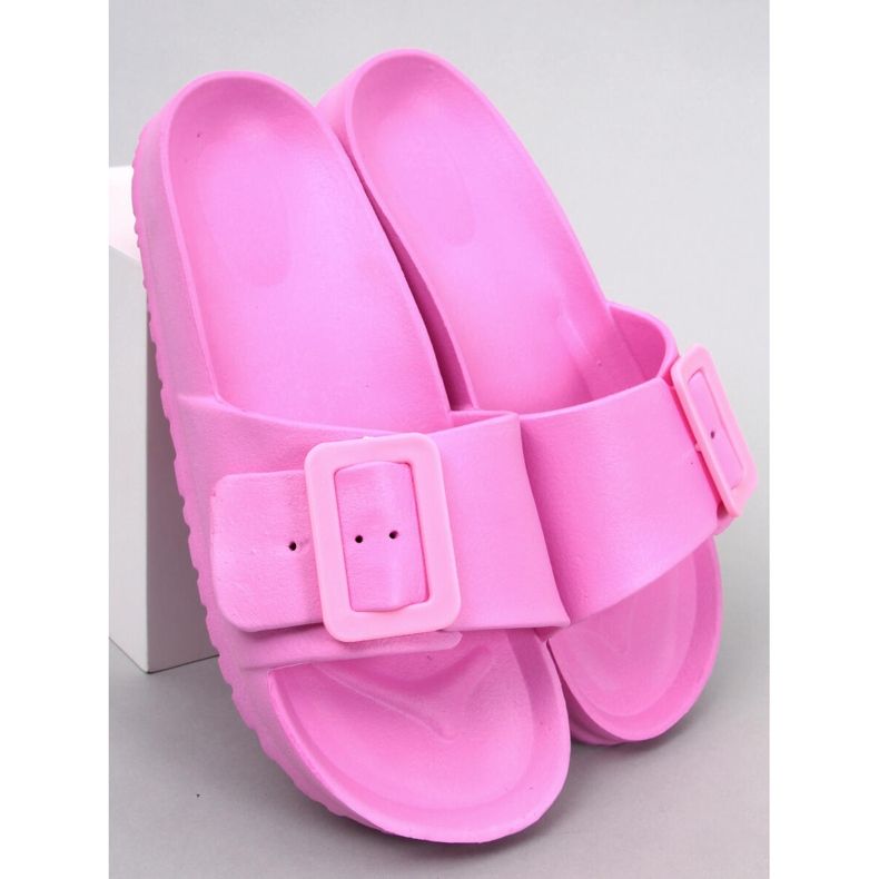 Gummi-Slipper mit Romero-Pink-Schnalle rosa 1