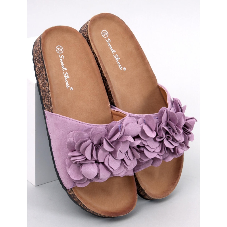 BM Korkpantoffeln mit Fowley Purple Blumen violett 1