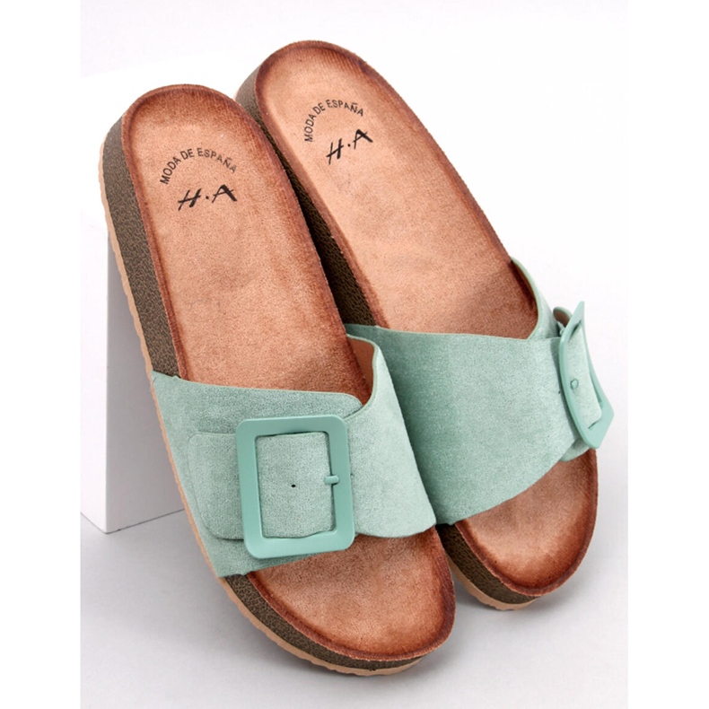 Pantoletten mit Schnalle von Darke Verde grün 1