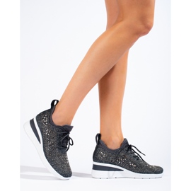 Schwarze Shelovet-Sneaker aus Textil mit Keilabsatz grau 1