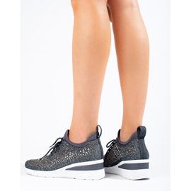 Schwarze Shelovet-Sneaker aus Textil mit Keilabsatz grau 2