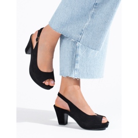 Schwarze Wildledersandalen von Shelovet mit bequemem Absatz 2