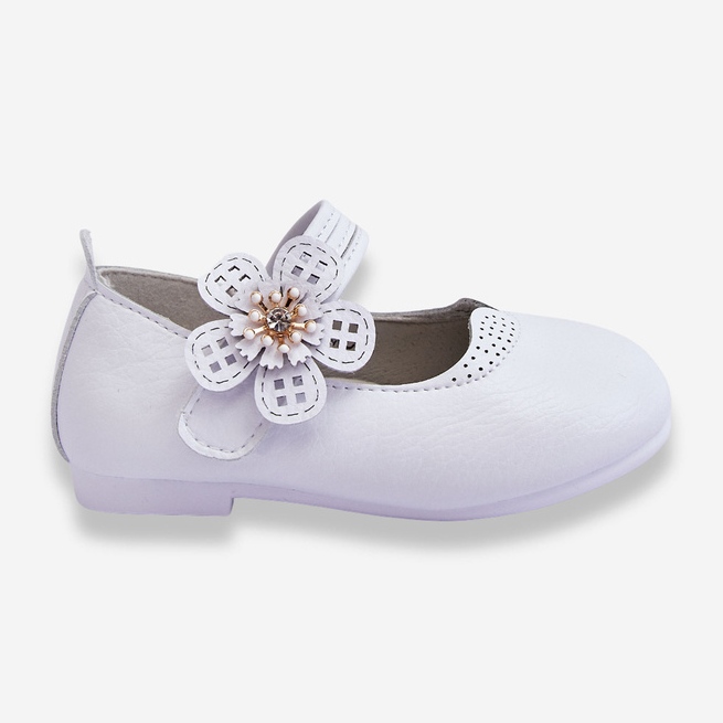 Kinder-Ballerinas aus Leder mit Blumen-Weiß-Cobi 1