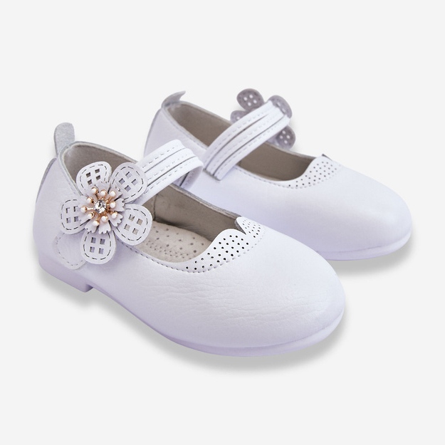 Kinder-Ballerinas aus Leder mit Blumen-Weiß-Cobi 2