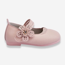 PA1 Kinder-Ballerinas aus Leder mit Blume Pink Cobi rosa 2