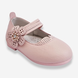 PA1 Kinder-Ballerinas aus Leder mit Blume Pink Cobi rosa 1
