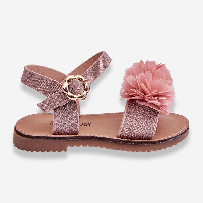FR1 Modische Kindersandalen mit rosa Polyblumen 1