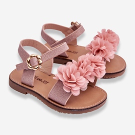 FR1 Modische Kindersandalen mit rosa Polyblumen 2