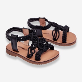 Schwarze Tracy geflochtene Slip-On-Sandalen für Kinder 2