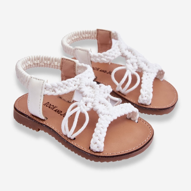 Geflochtene Slip-On-Sandalen für Kinder, Weiß, Tracy 2