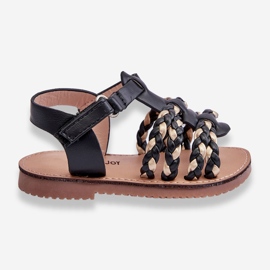 Kinder-Sandalen mit Klettverschluss und Streifen, Schwarz, Sammy 1