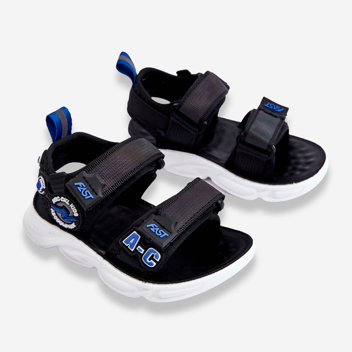 FR1 Leichte Kindersandalen Schwarz und Blau Maxel 2