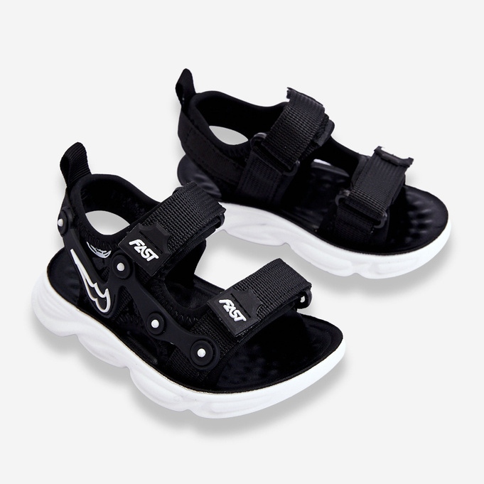 Tobias Klettverschluss-Sandalen für Jungen, Schwarz und Weiß 2
