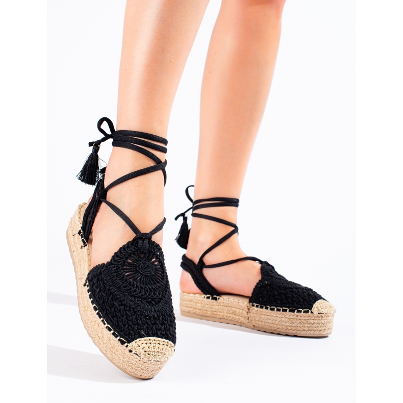 Schwarze Plateau-Espadrilles von Shelovet Boho 1