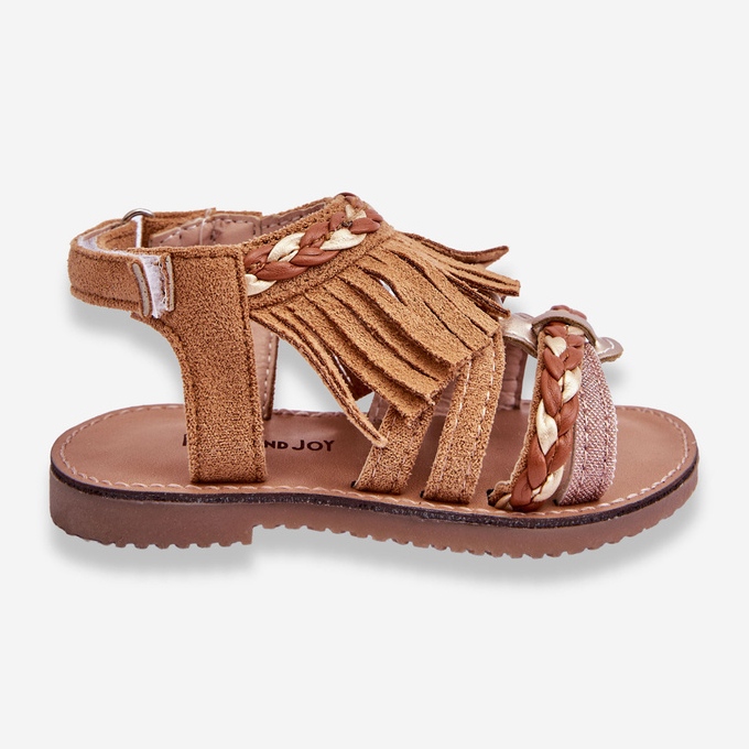 Kinder-Sandalen mit Klettverschluss und Quasten, braun, Missy 1