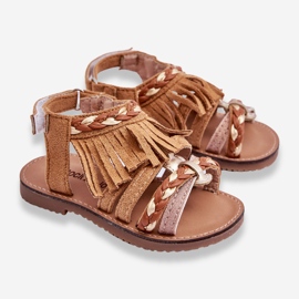 Kinder-Sandalen mit Klettverschluss und Quasten, braun, Missy 2
