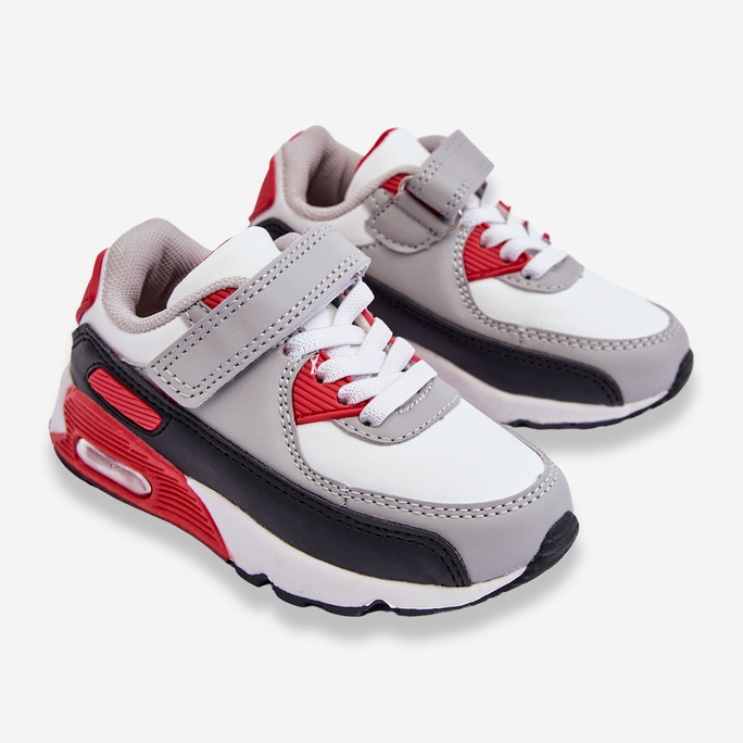 FR1 Kinder-Leder-Plateau-Sportschuhe Weiß und Rot Lori 2