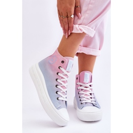 Hohe Sneakers auf der Plattform Big Star LL274A191 Rosa-Blau 2