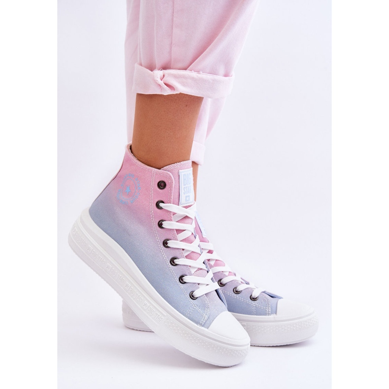 Hohe Sneakers auf der Plattform Big Star LL274A191 Rosa-Blau 1