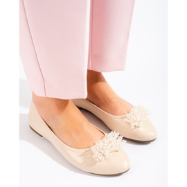 W. Potocki Beige Ballerinas für Damen mit Perlenverzierung von Potocki 1