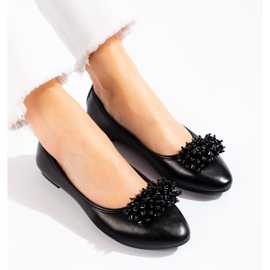 W. Potocki Schwarze Damen-Ballerinas mit Perlenverzierung von Potocki 2