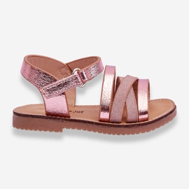 Kindersandalen mit Streifen Pink Isla rosa 1