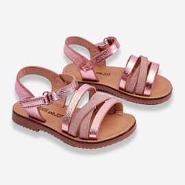 Kindersandalen mit Streifen Pink Isla rosa 2