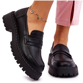 Damen Mokassins Big Star Lederschuhe LL274458 Schwarz 4