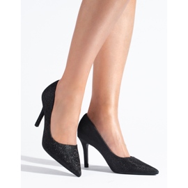 Shelovet Damen High Heels schwarz mit Glitzer 1