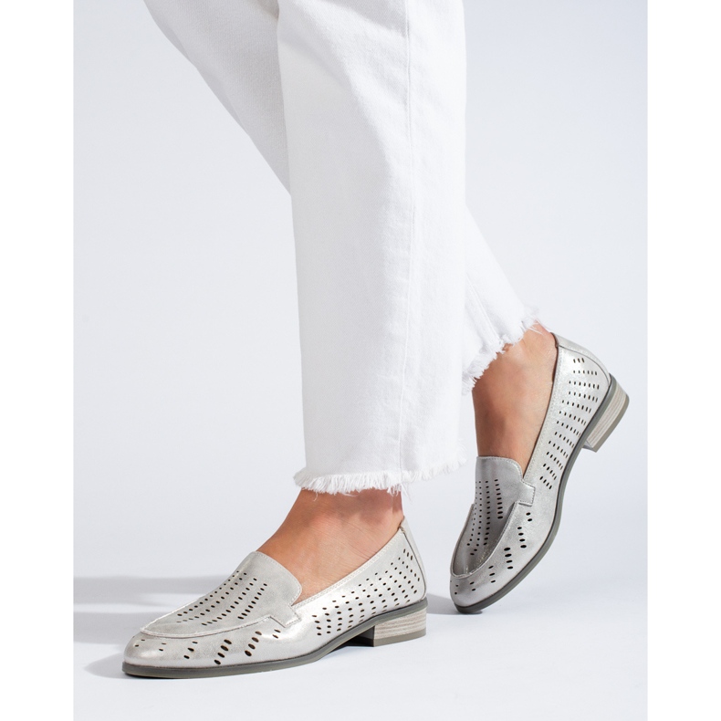 W. Potocki Durchbrochene silberne Damenschuhe Potocki silber- 1