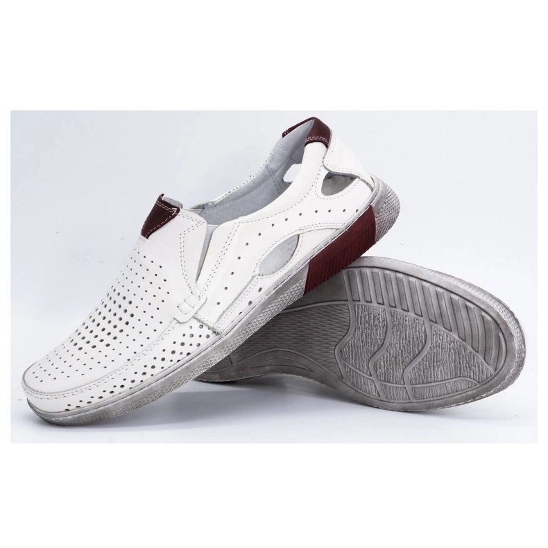 Olivier Durchbrochene Herren-Ledermokassins 937MP, weiß 3