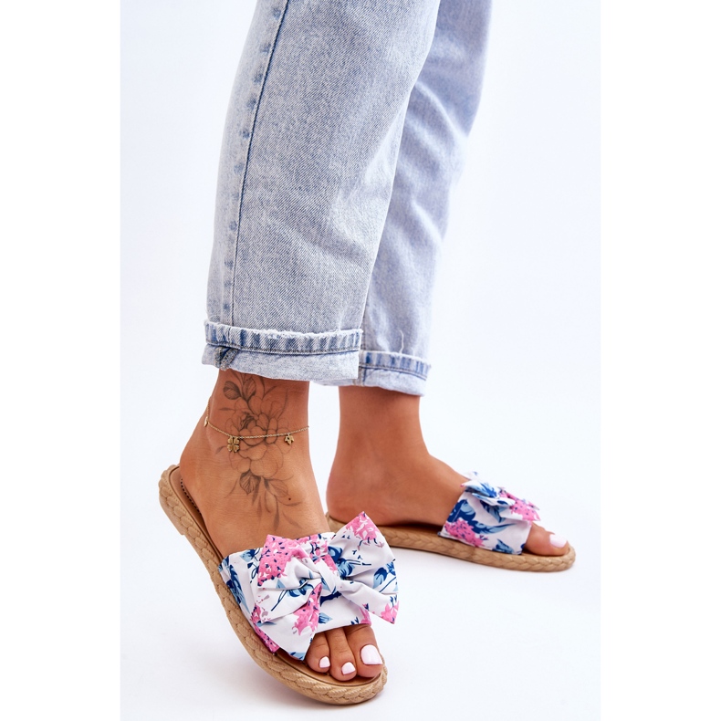 FK1 Damenhausschuhe mit Stoffschleife White Blossom weiß 2