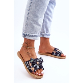 FK1 Damenhausschuhe mit Stoffschleife Black Blossom schwarz 1