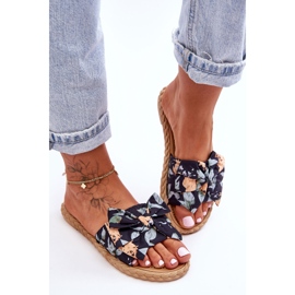 FK1 Damenhausschuhe mit Stoffschleife Black Blossom schwarz 2