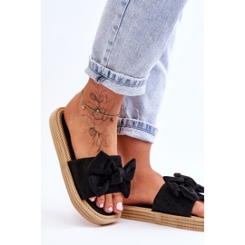 FK1 Damen-Hausschuhe aus Wildleder mit Schleife in Schwarz von Fency 2