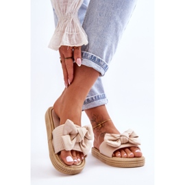 FK1 Damen-Hausschuhe aus Wildleder mit Schleife in Beige Fency 1