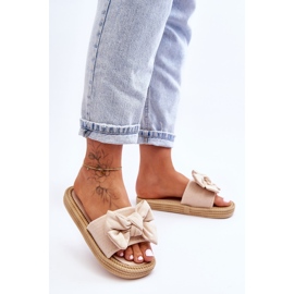 FK1 Damen-Hausschuhe aus Wildleder mit Schleife in Beige Fency 2