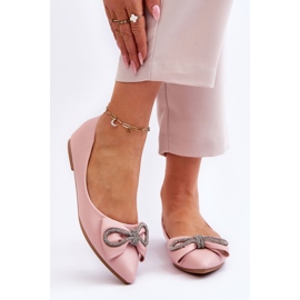 WS1 Elegante Ballerinas mit Schleife und einmaligen rosa Strasssteinen 1