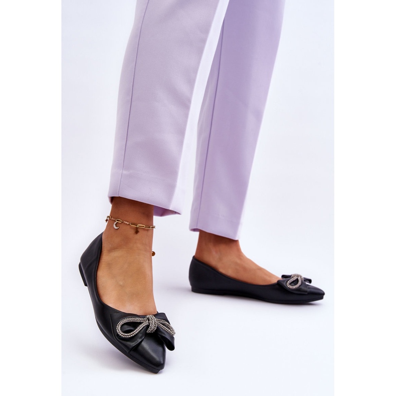 WS1 Elegante Ballerinas mit Schleife und Juwelen, einmal schwarz 1