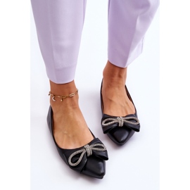 WS1 Elegante Ballerinas mit Schleife und Juwelen, einmal schwarz 2