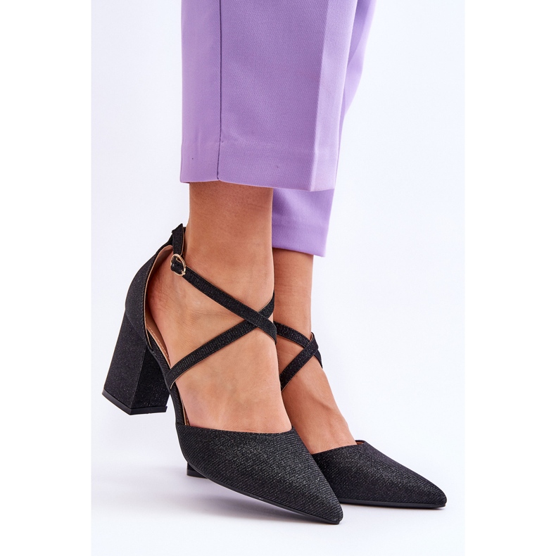 WS1 Modische glänzende Pumps auf schwarzem Galaxy-Absatz 1