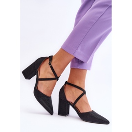 WS1 Modische glänzende Pumps auf schwarzem Galaxy-Absatz 2