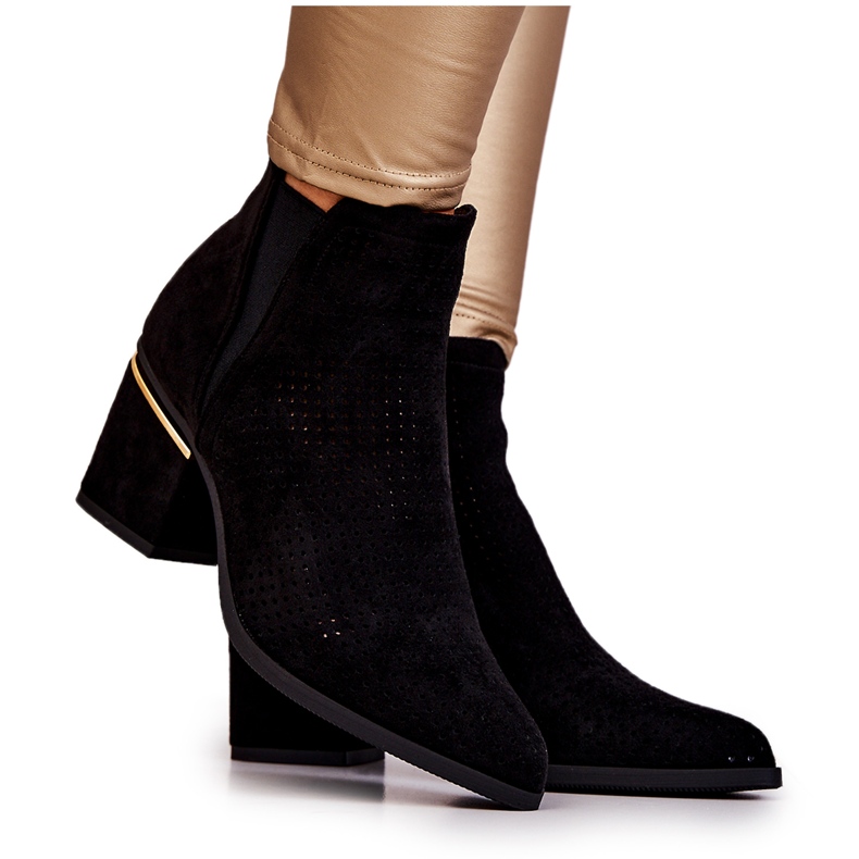 PS1 Durchbrochene Cowboystiefel aus schwarzem Helloni-Wildleder 7