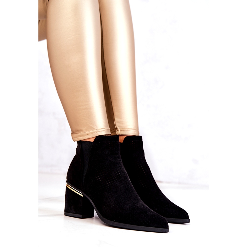 PS1 Durchbrochene Cowboystiefel aus schwarzem Helloni-Wildleder 6